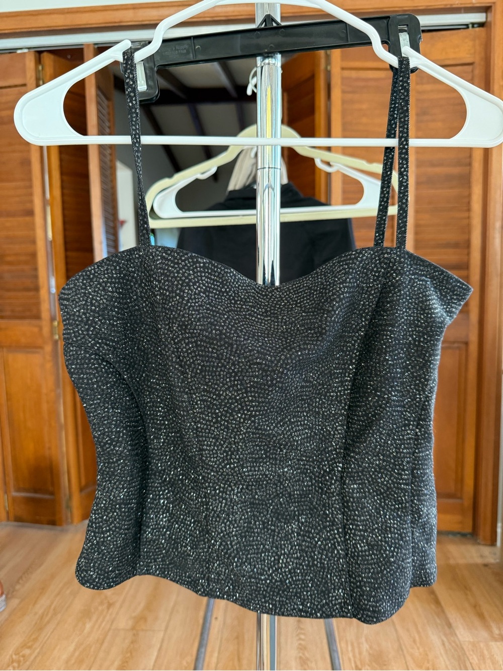 Henne Black Sparkle Camisole Bustier Top